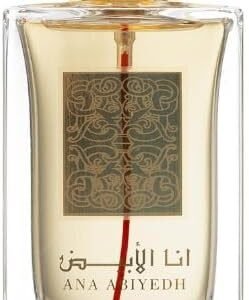 Perfume Lattafa Ana Abiyedh Rouge EDP 100 ml frasco blanco con detalles rojos