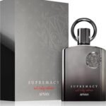 Perfume Afnan Supremacy Not Only Intense EDP 100 ml frasco negro metálico con diseño circular distintivo