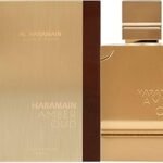 Perfume Al Haramain Amber Oud Gold Edition EDP 100 ml frasco dorado con tapa metálica brillante