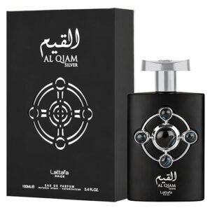 erfume Ard Al Zaafaran Al Qiam Silver EDP 100 ml frasco plateado con detalles negros