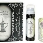 Perfume Ard Al Zaafaran Dirham EDP 100 ml frasco plateado con grabado árabe