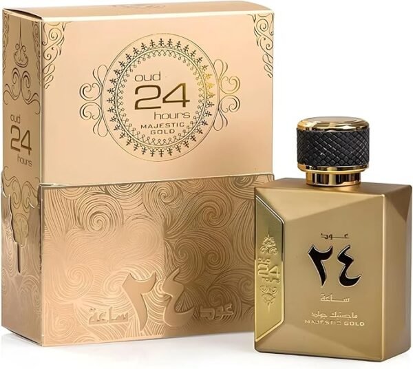 Perfume Ard Al Zaafaran Oud 24 Hours Majestic Gold EDP 100 ml frasco dorado brillante