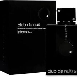 Perfume Armaf Club de Nuit Intense Man EDP 105 ml frasco negro con cadena metálica plateada