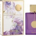 Perfume Armaf Club de Nuit Maleka EDP 105 ml frasco dorado brillante con tapa geométrica