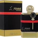 Perfume Armaf Le Femme Arabesque EDP 100 ml frasco color rosa dorado con detalles arabescos elegantes