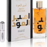 Perfume Lattafa Ameer Al Oudh Intense Oud EDP 100 ml frasco negro con tapa dorada