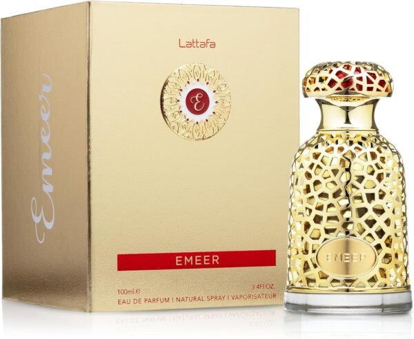Perfume Lattafa Emeer EDP 100 ml frasco negro con dorado