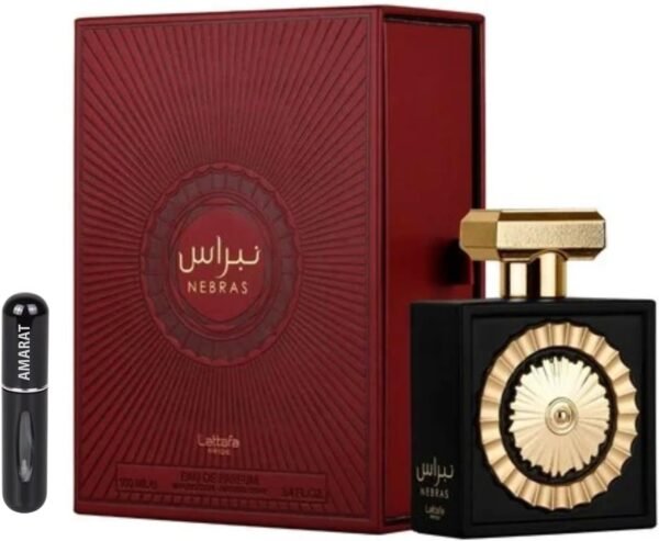 Perfume Lattafa Nebras EDP 100 ml frasco negro con dorado