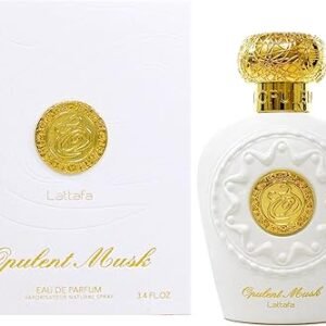 Perfume Lattafa Opulent Musk EDP 100 ml frasco blanco con dorado