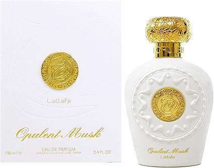 Perfume Lattafa Opulent Musk EDP 100 ml frasco blanco con dorado