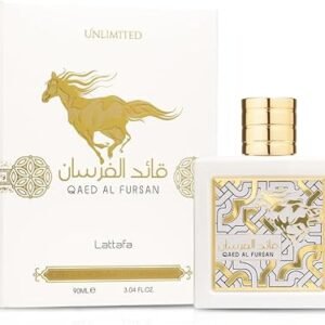 Perfume Lattafa Qaed Al Fursan Unlimited EDP 90 ml frasco negro y dorado