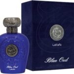 Perfume Lattafa Raghba Blue EDP 100 ml frasco azul y plata