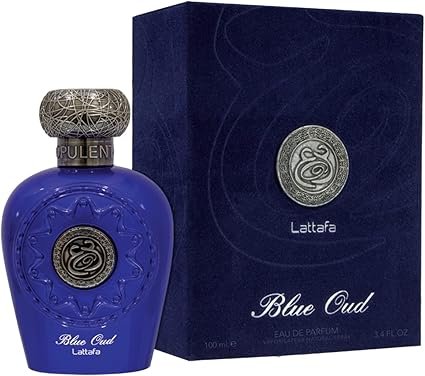 Perfume Lattafa Raghba Blue EDP 100 ml frasco azul y plata