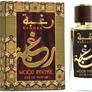 Perfume Lattafa Raghba Wood Intense EDP 100 ml frasco negro y dorado
