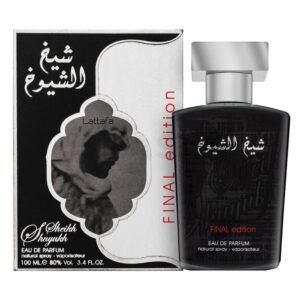 erfume Lattafa Sheikh Shuyukh Final Edition EDP 100 ml frasco negro con dorado