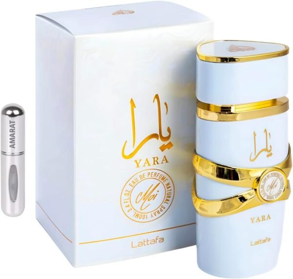 Perfume Lattafa Yara Moi EDP 100 ml frasco blanco dorado