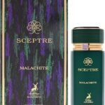 Perfume Maison Alhambra Sceptre Malachite EDP 100 ml frasco verde esmeralda con detalles dorados