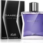 Perfume Rasasi Daarej Pour Homme EDP 100 ml frasco violeta con tapa metálica