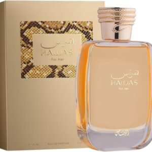 Perfume Rasasi Hawas for Her EDP 100 ml frasco rosa con tapa plateada