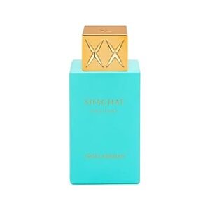 Perfume Swiss Arabian Shaghaf Oud Tonka EDP 75 ml frasco marrón y dorado con diseño elegante